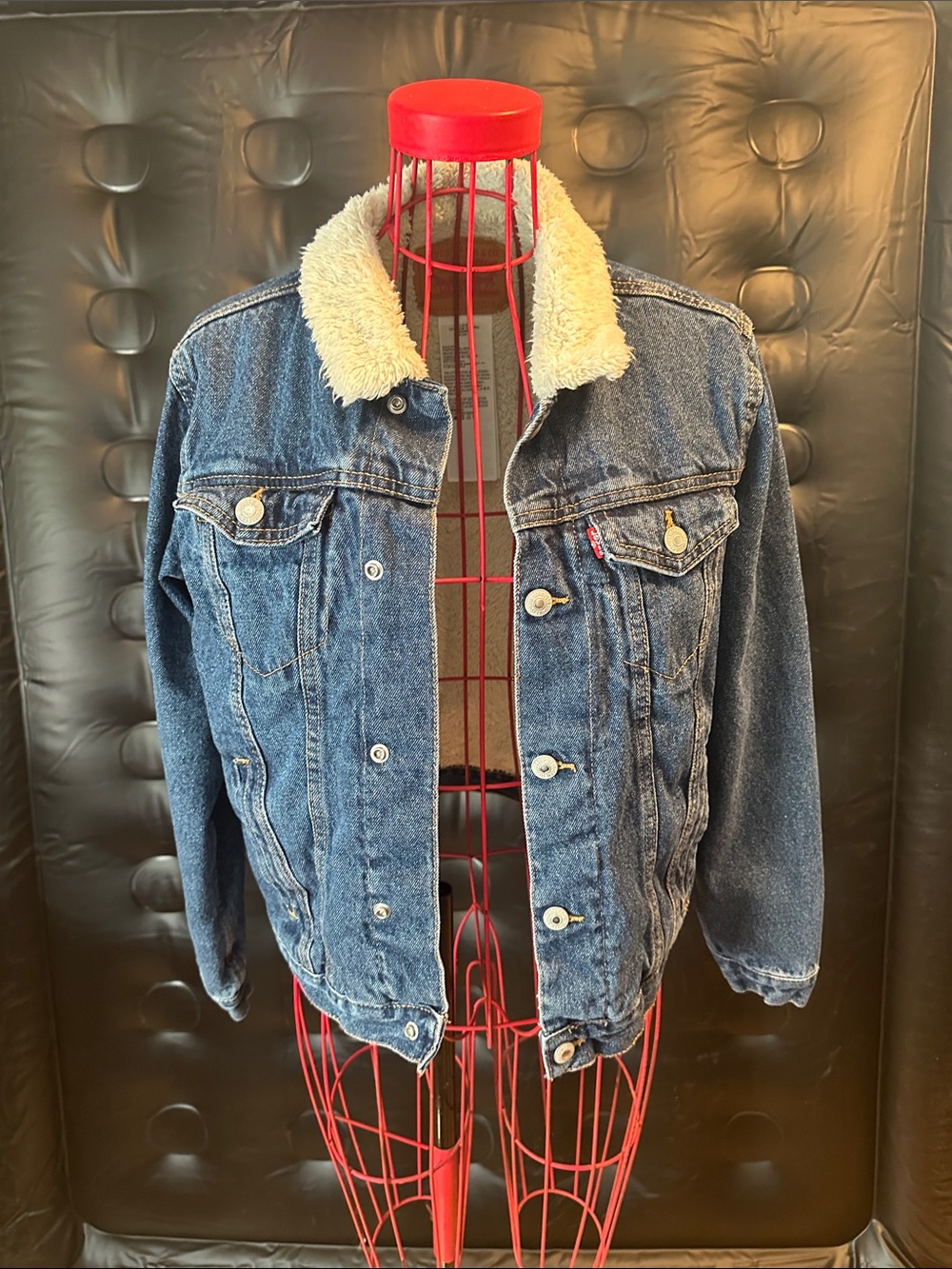 Levi's Blue Denim Jacket with Cream Sherpa Collar